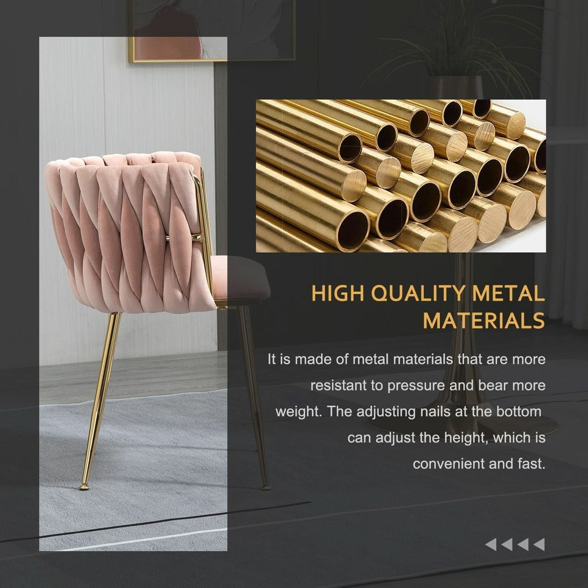 Pink Velvet Tufted Dining Chairs With Gold Metal Legs Set 4