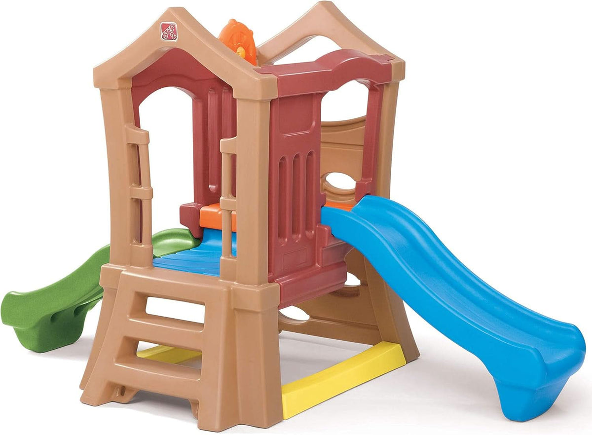 Play Up Double Slide Climber Outdoor Playset For Toddlers Ages 2 To 6 2 Slides