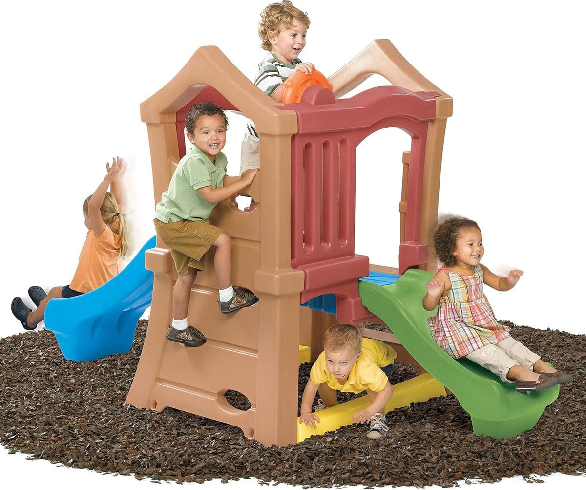 Play Up Double Slide Climber Outdoor Playset For Toddlers Ages 2 To 6 2 Slides