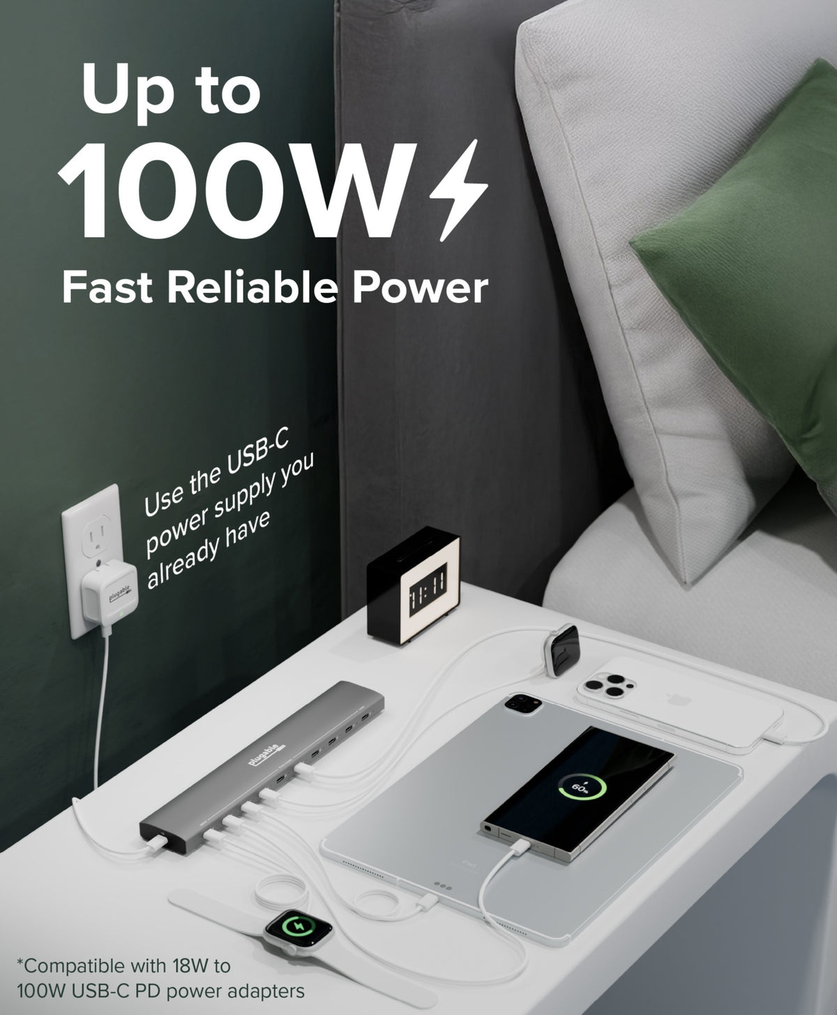 Plugable 10-Port USB-C Charging Station 100W Fast Charge Hub