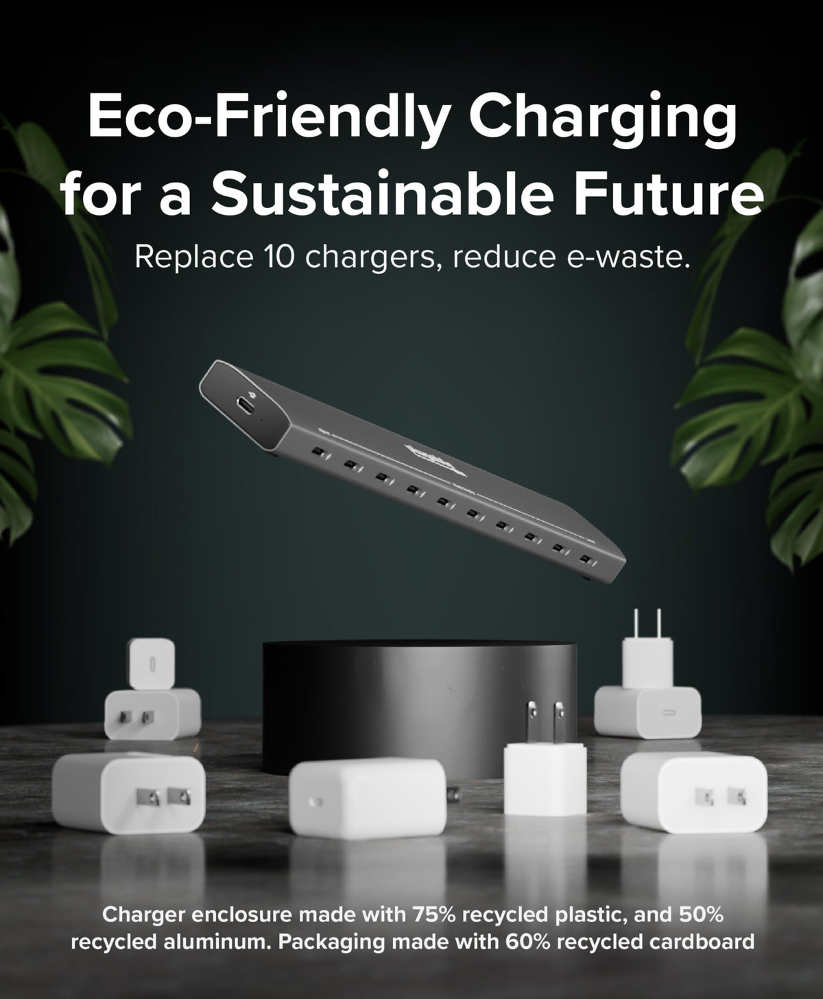 Plugable 10-Port USB-C Charging Station 100W Fast Charge Hub