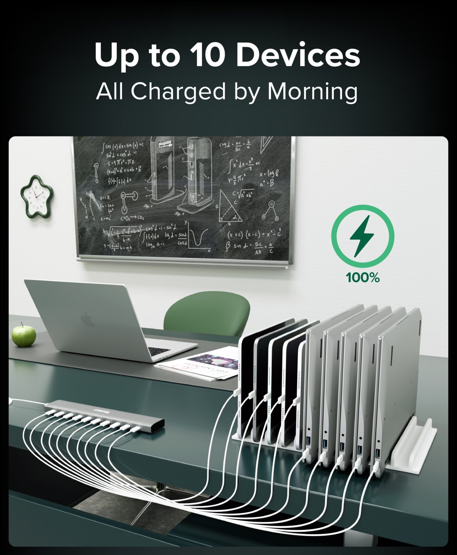 Plugable 10-Port USB-C Charging Station 100W Fast Charge Hub