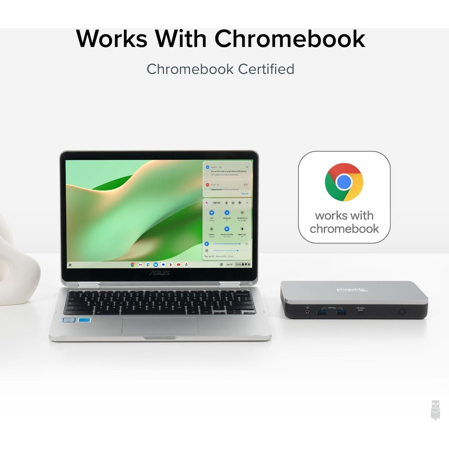 Plugable 12-in-1 Dual 4K USB C Docking Station, Works with Chromebook Certified, 60W