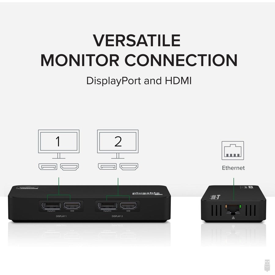 Plugable 4K DisplayPort and HDMI Dual Monitor Adapter with Ethernet for USB 3.0 and USB-C USBC-6950UE