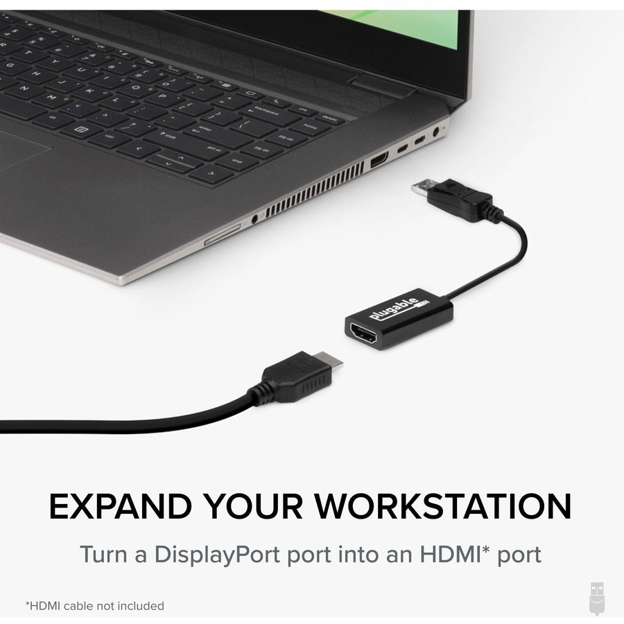 Plugable Active Displayport To Hdmi Adapter - Connect Any Displayport-Enabled Pc Or Tablet To An Hdmi Enabled Monitor, Tv Or Projector For Ultra-Hd Video Streaming (Hdmi 2.0 Up To 4K 3840X2160 @60Hz)