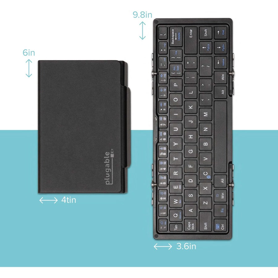 Plugable Foldable Bluetooth Keyboard Compatible with iPad, iPhones, Android, and Windows BT-KEY3