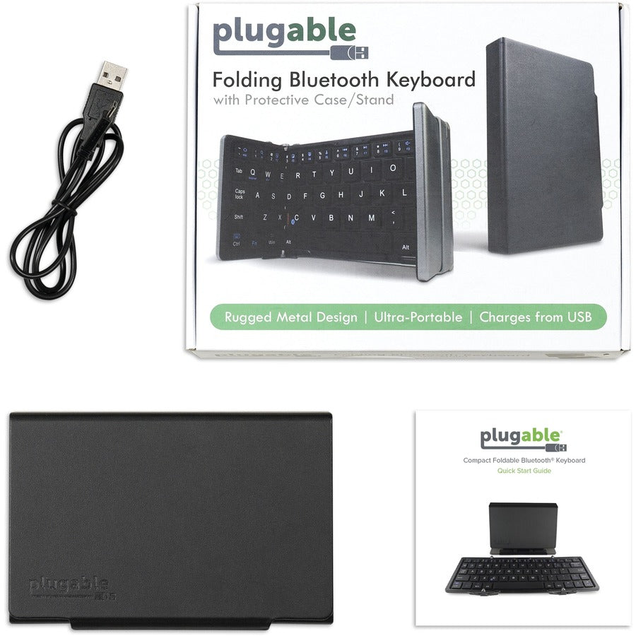 Plugable Foldable Bluetooth Keyboard Compatible with iPad, iPhones, Android, and Windows BT-KEY3