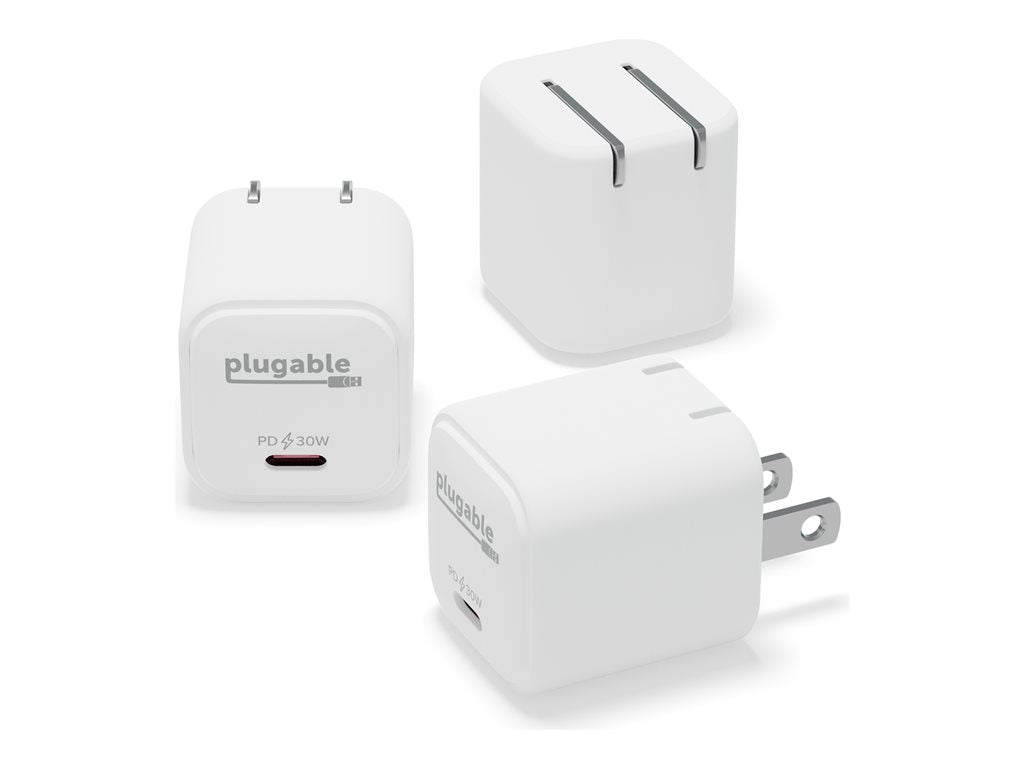 Plugable - Power adapter - GaN - 30 Watt - white (pack of 3) PS-30C1W-3X