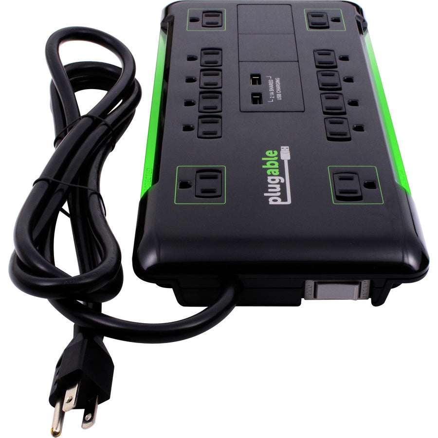 Plugable Surge Protector Power Strip With Usb And 12 Ac Outlets Ps12-Usb2B