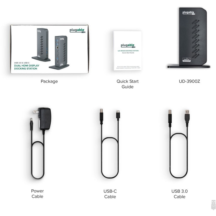 Plugable USB 3.0 and USB-C Universal Laptop Docking Station for Windows and Mac UD-3900Z