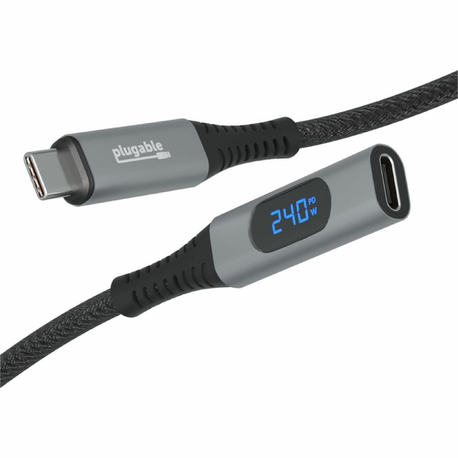 Plugable USB C Extension Cable 3.3 Ft, Digital Power Meter Tester for Monitoring USB-C
