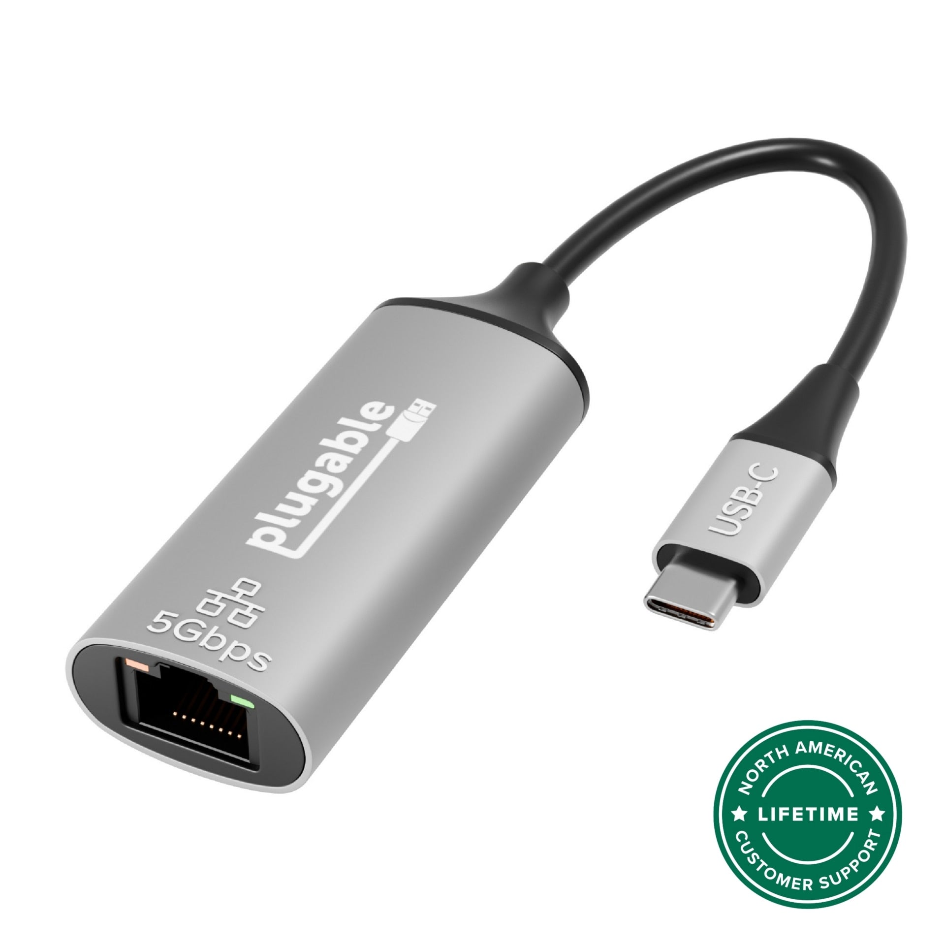 Plugable USB-C to 5GbE Ethernet Adapter USBC-E5000 Fast Wired Network for Pros