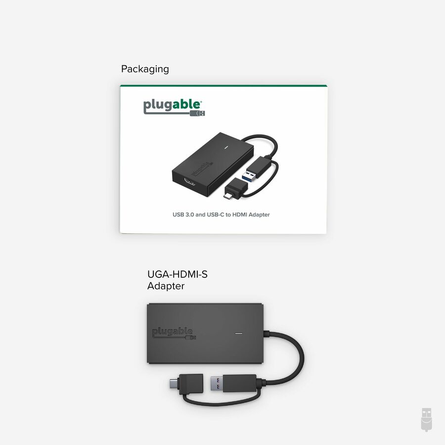 Plugable USB C to HDMI Adapter, Universal Video Graphics Adapter for USB 3.0 and USB-C Macs and Windows UGA-HDMI-S