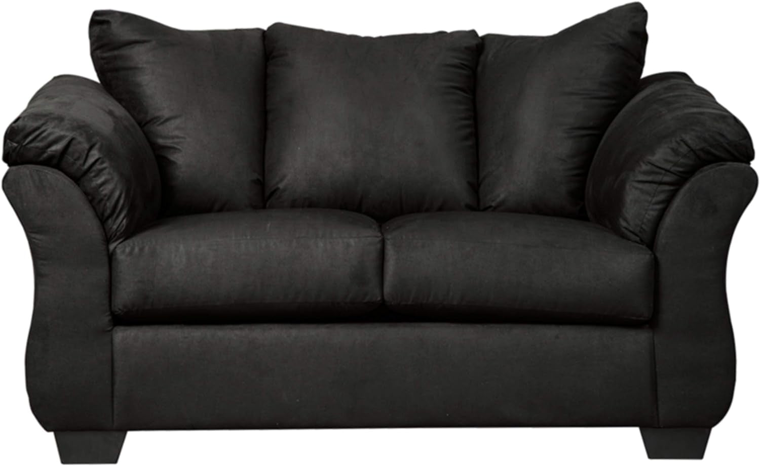 Plush Loveseat Dark Blue Polyester Upholstery Modern Living Room Sofa