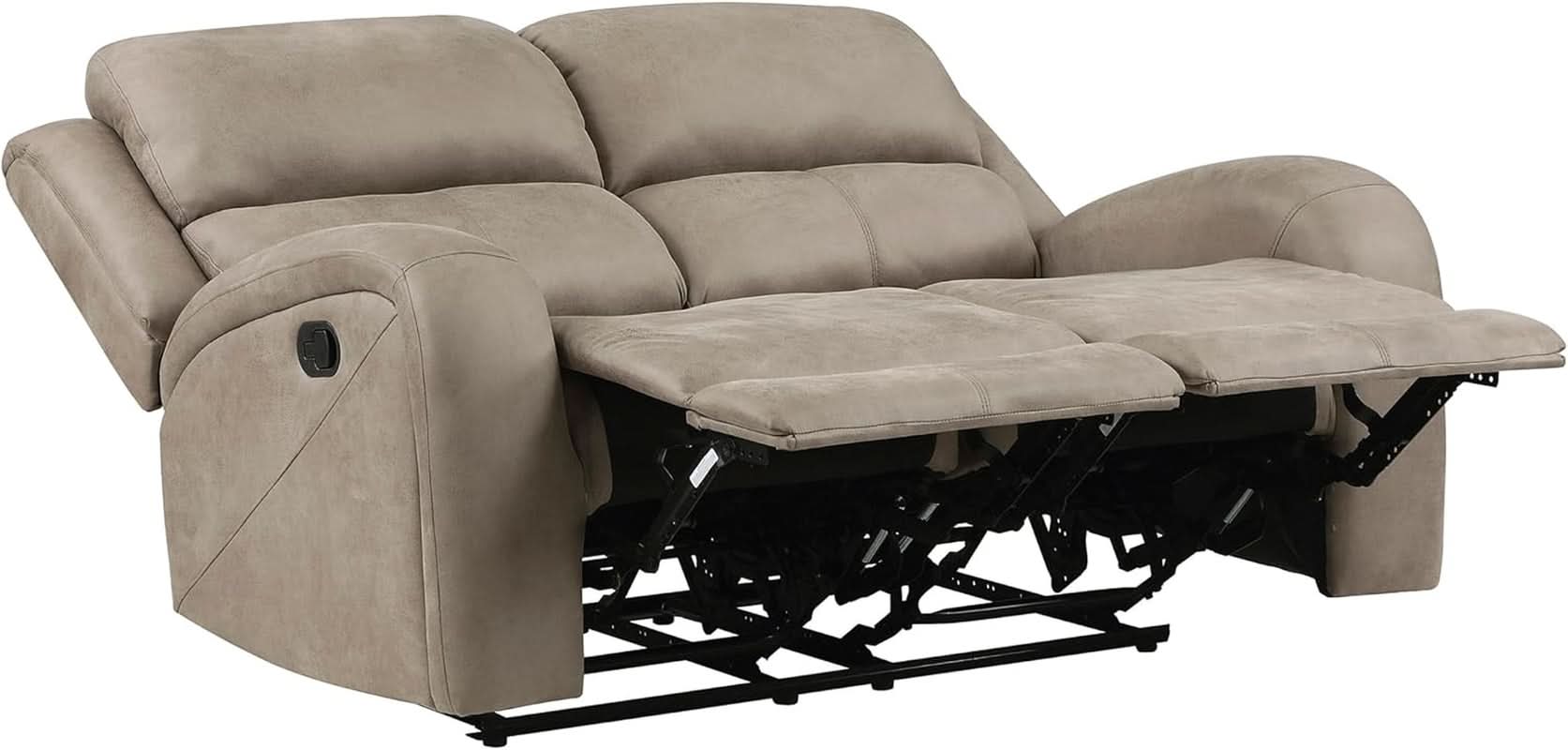 Polished Microfiber Manual Reclining Sofa Set Brown 3 Piece