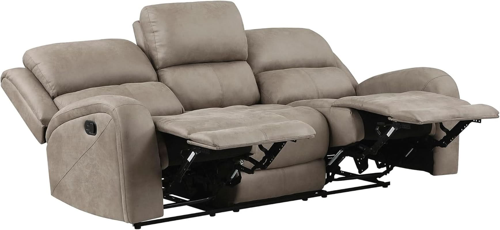 Polished Microfiber Manual Reclining Sofa Set Brown 3 Piece