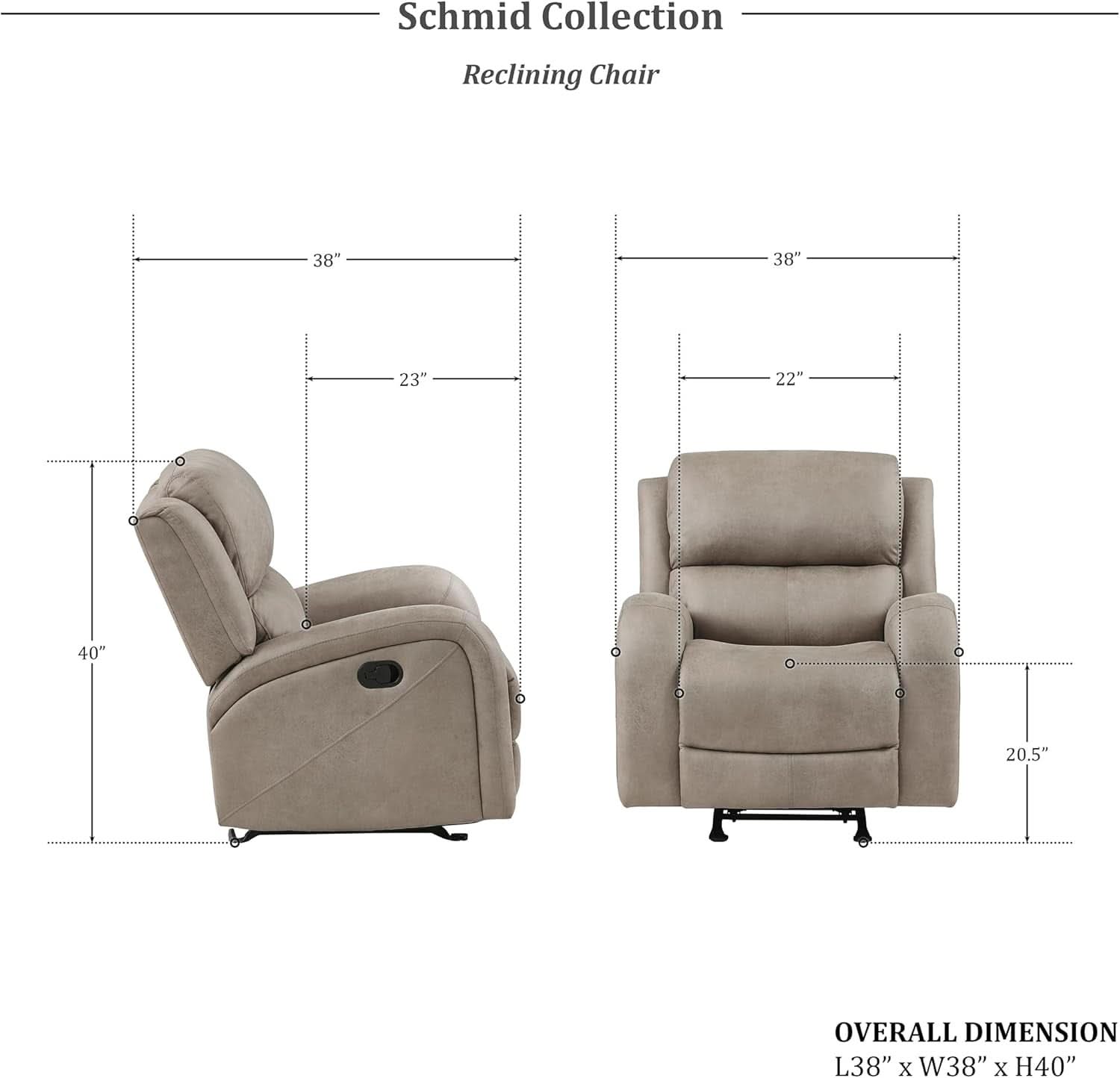 Polished Microfiber Manual Reclining Sofa Set Brown 3 Piece