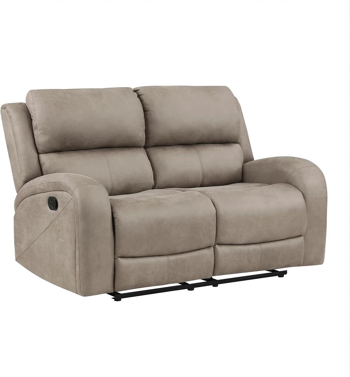 Polished Microfiber Manual Reclining Sofa Set Brown 3 Piece