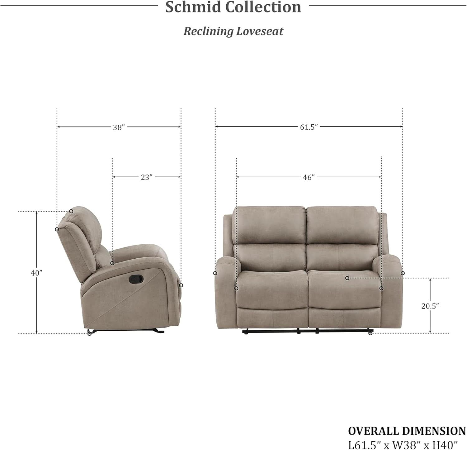 Polished Microfiber Manual Reclining Sofa Set Brown 3 Piece