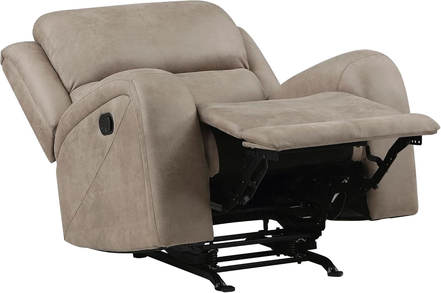 Polished Microfiber Manual Reclining Sofa Set Brown 3 Piece