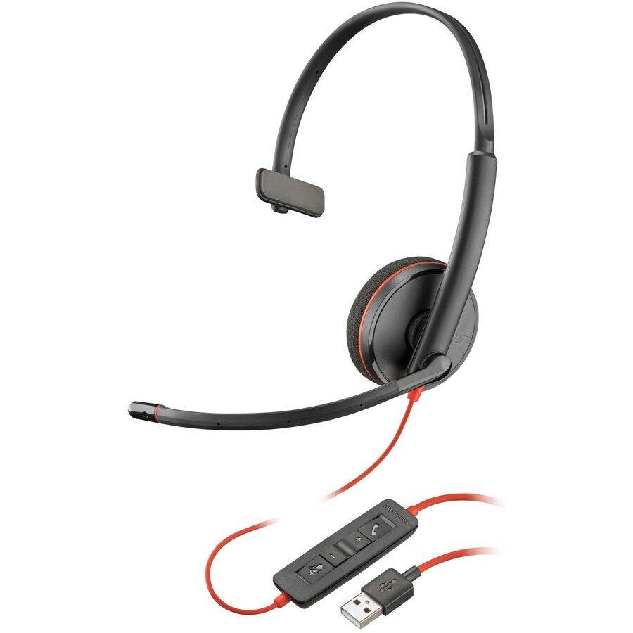 Poly Blackwire 3210 Monaural USB-A Headset TAA (Bulk) - Mono - USB Type A - Wired - 32 Ohm