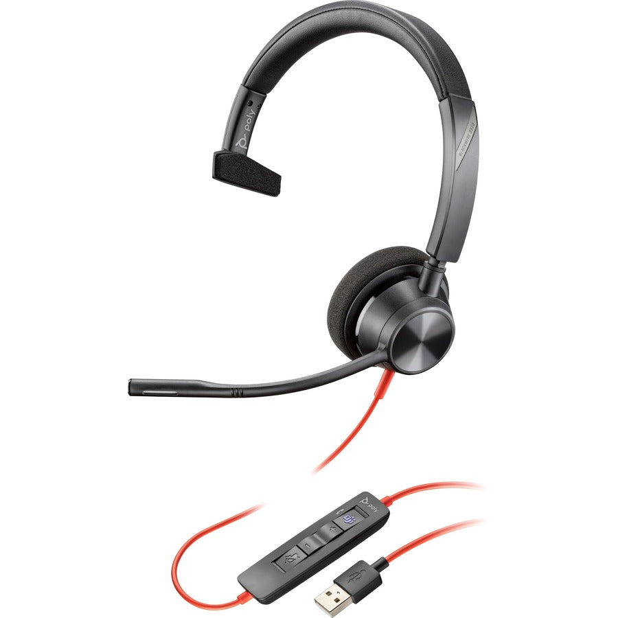 Poly Blackwire 3310 USB-A Headset - Mono - USB Type A, Mini-phone (3.5mm) - Wired - 32