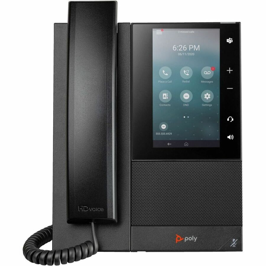 Poly CCX 500 IP Phone - Corded - Corded/Cordless - Bluetooth - Black - VoIP - 2 x Network