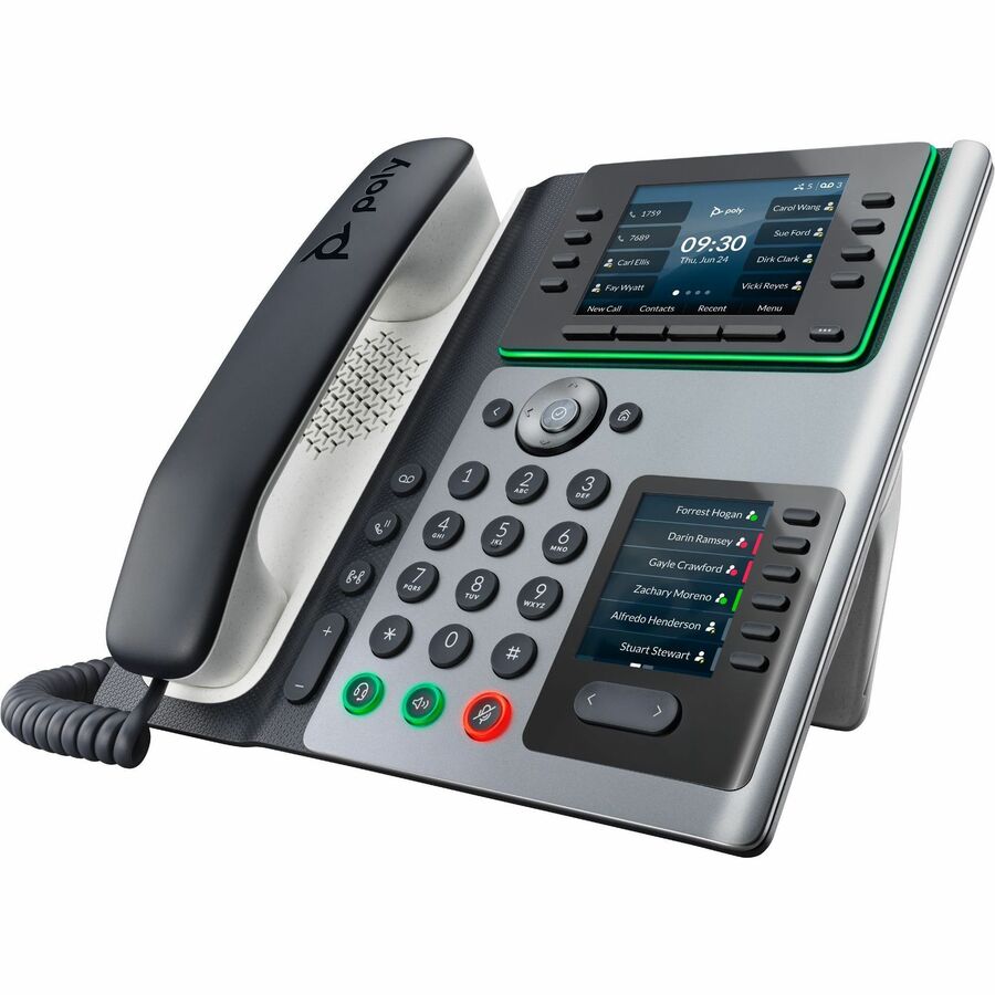 Poly E450 IP Phone - Corded - Corded - Desktop - Black - VoIP - 2 x Network (RJ-45) - PoE