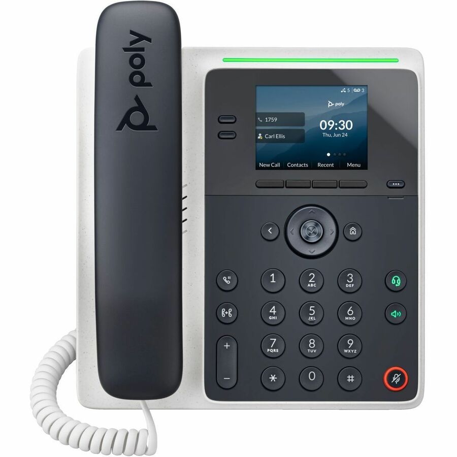 Poly Edge E100 IP Phone - Corded - Corded - Desktop Wall Mountable - Black - VoIP - 2 x Ne