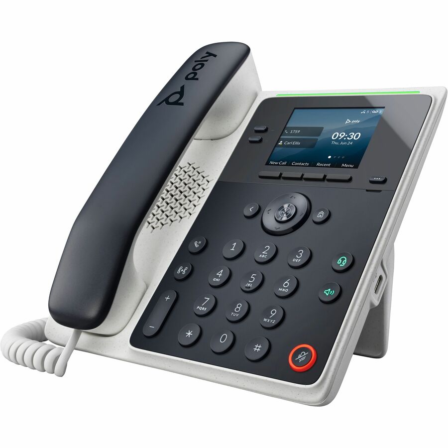 Poly Edge E100 IP Phone - Corded - Corded - Desktop, Wall Mountable - VoIP - 2 x Network