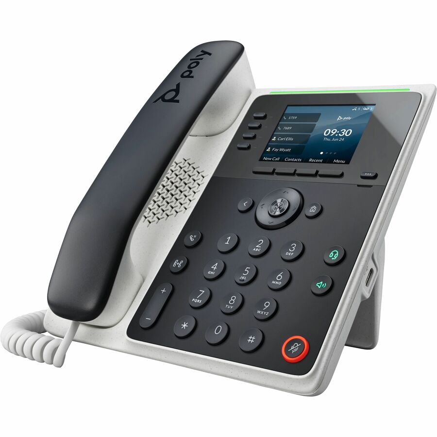 Poly Edge E220 IP Phone - Corded - Corded - Bluetooth - Desktop Wall Mountable - Black - V