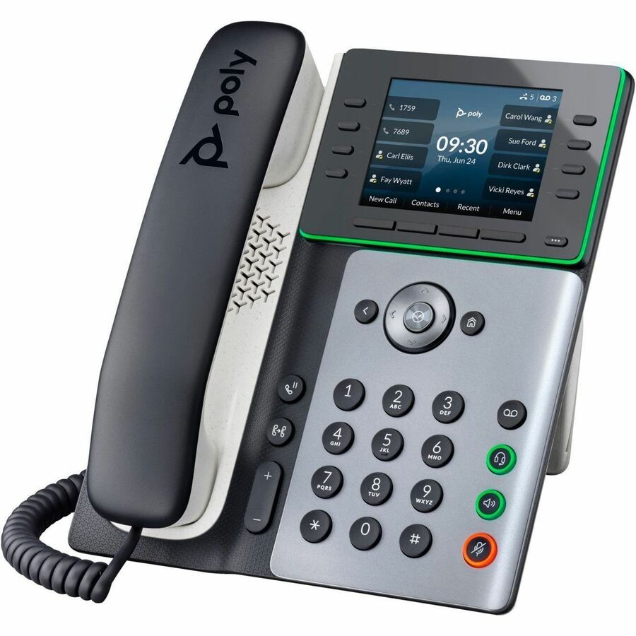 Poly Edge E300 IP Phone - Corded - Corded - Desktop - Black - TAA Compliant - VoIP - 2 x