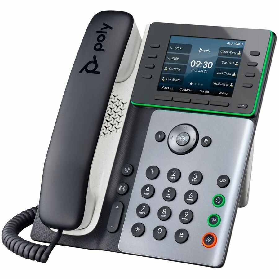 Poly Edge E300 IP Phone - Corded - Corded - Desktop, Wall Mountable - Black - VoIP - 2 x