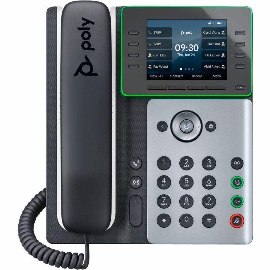 Poly Edge E300 IP Phone - Corded - Corded - Desktop, Wall Mountable - Black - VoIP - 2 x