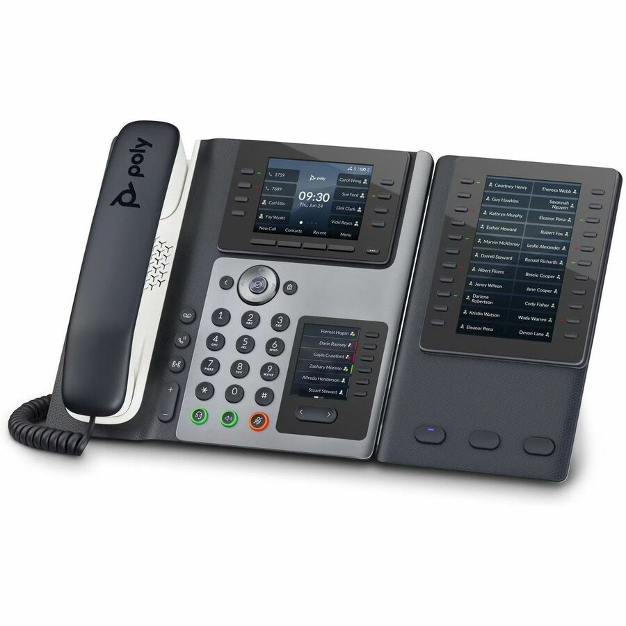 Poly Edge E450 IP Phone - Corded - Corded/Cordless - Wi-Fi, Bluetooth - Desktop - Black -