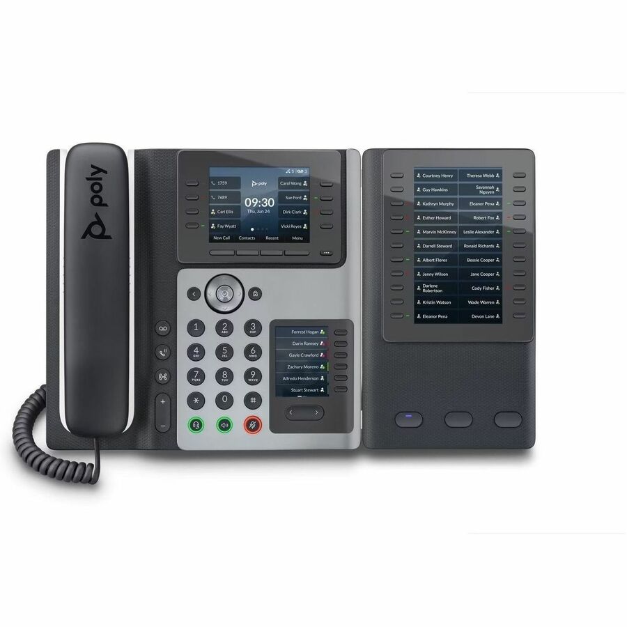 Poly Edge E450 IP Phone - Corded - Corded/Cordless - Wi-Fi, Bluetooth - Desktop - Black -