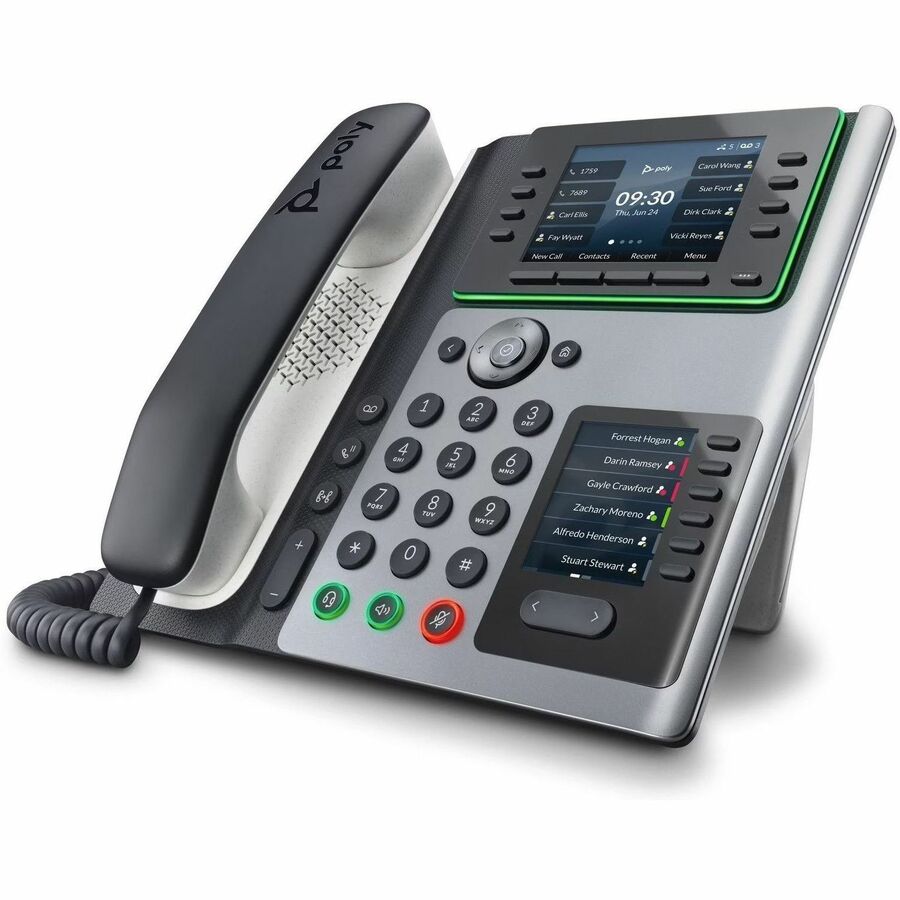 Poly Edge E450 IP Phone - Corded - Corded/Cordless - Wi-Fi, Bluetooth - Desktop - Black -