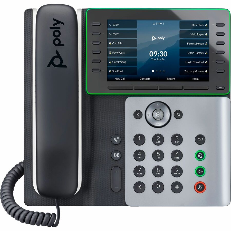 Poly Edge E500 IP Phone - Corded - Corded - Desktop, Wall Mountable - Black - VoIP - 2 x