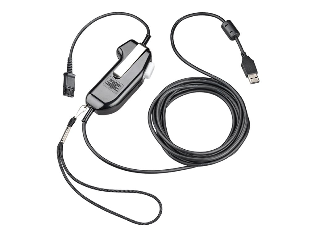 Poly - Headset cable - TAA Compliant - Quick Disconnect male to USB 2.0 A male - 1 ft - Push-to-talk (PTT) button 8K6T0AA#AC3