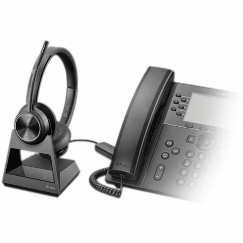 Poly Savi 7300 Office 7320 Headset - Stereo - Wireless - DECT 6.0 - 590 ft - 20 Hz - 20 kH