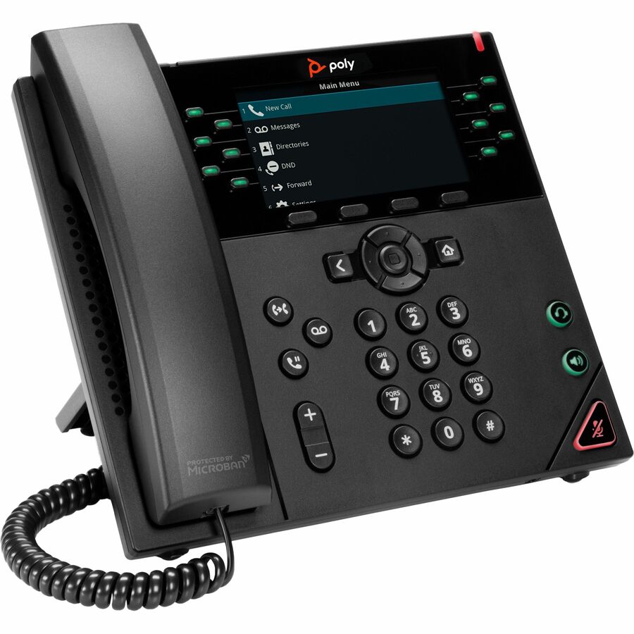 Poly VVX 450 IP Phone - Corded - Corded - Desktop, Wall Mountable - Black - VoIP - 2 x