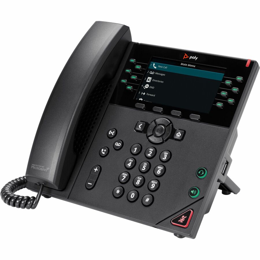 Poly VVX 450 IP Phone - Corded - Corded - Desktop, Wall Mountable - Black - VoIP - 2 x