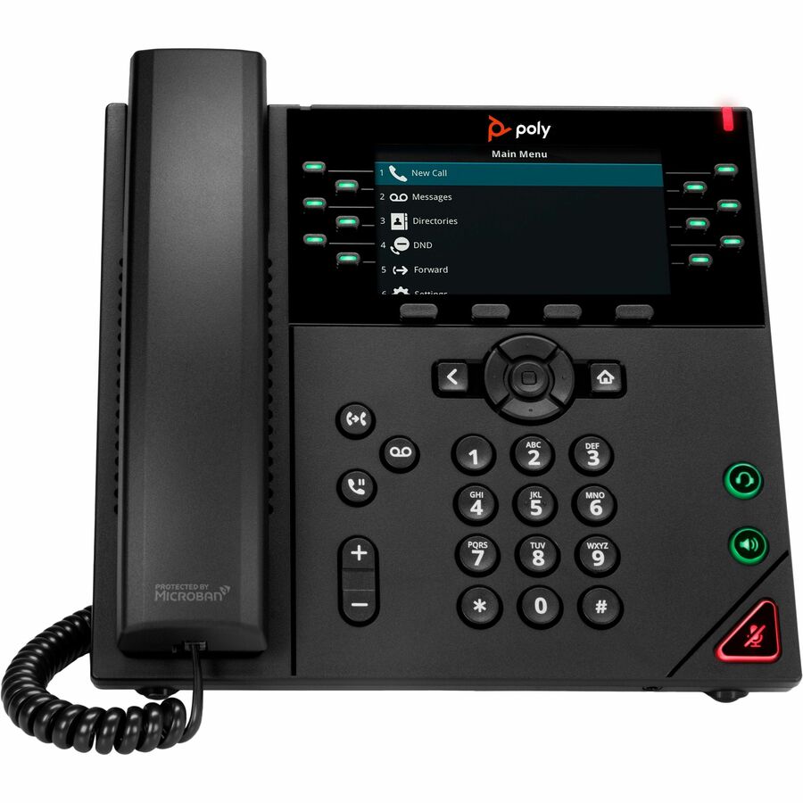 Poly VVX 450 IP Phone - Corded - Corded - Desktop, Wall Mountable - Black - VoIP - 2 x
