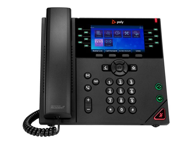 Poly VVX 450 IP Phone - Corded - Corded - Wall Mountable Desktop - Black - VoIP - 1 x Netw