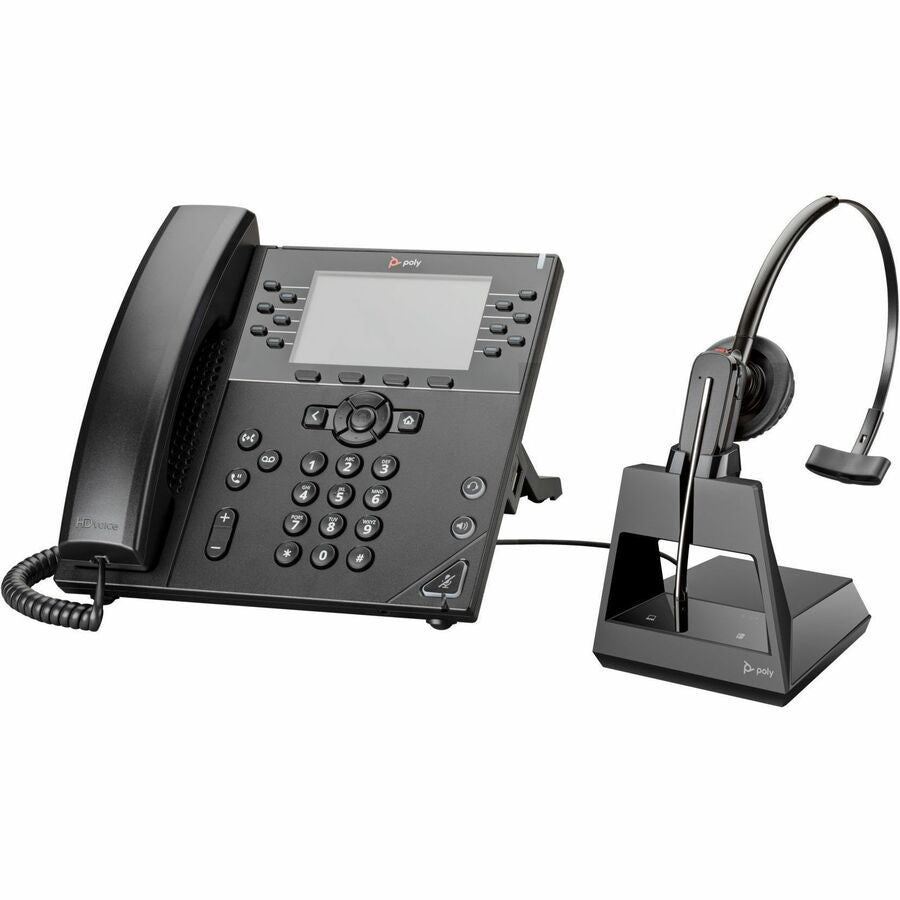 Poly VVX 450 IP Phone - Refurbished - Corded - Corded - Desktop Wall Mountable - Black - T