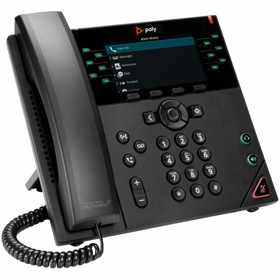 Poly VVX 450 IP Phone - Refurbished - Corded - Corded - Desktop Wall Mountable - Black - T