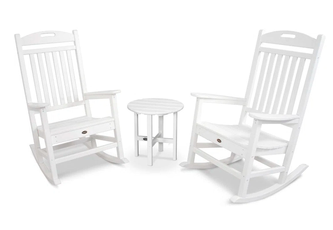 Polywood Yacht Club 3 Piece Rocker Set Weatherproof Table