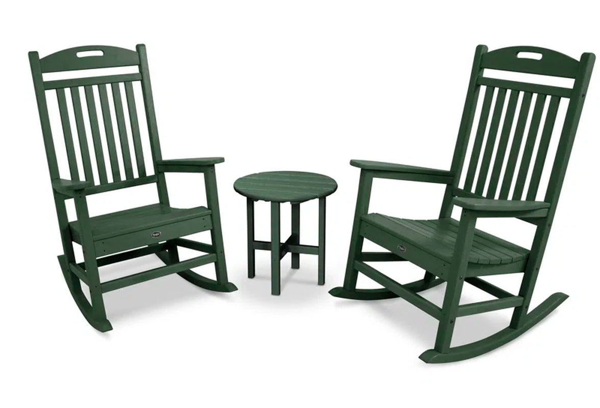 Polywood Yacht Club 3 Piece Rocker Set Weatherproof Table