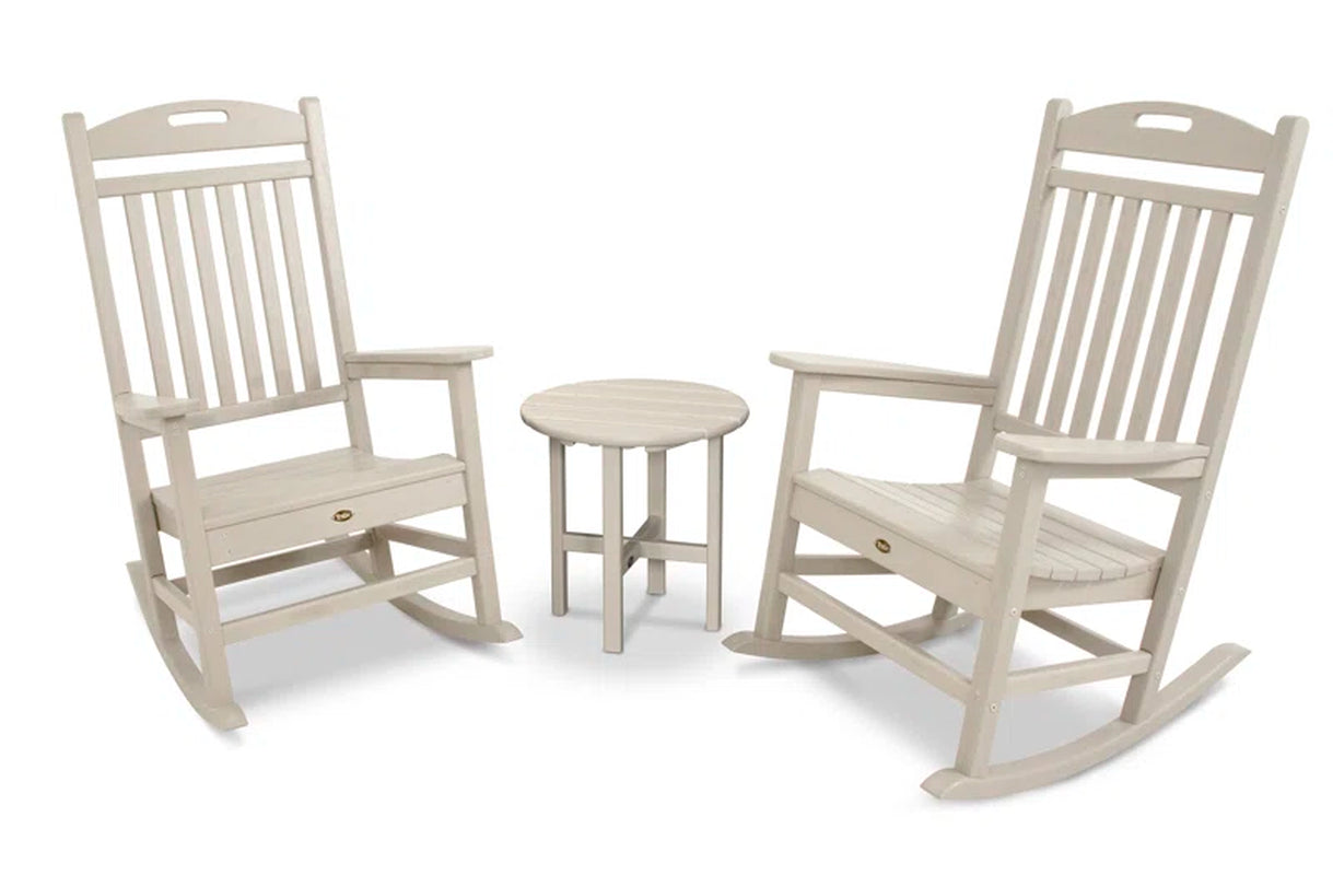 Polywood Yacht Club 3 Piece Rocker Set Weatherproof Table