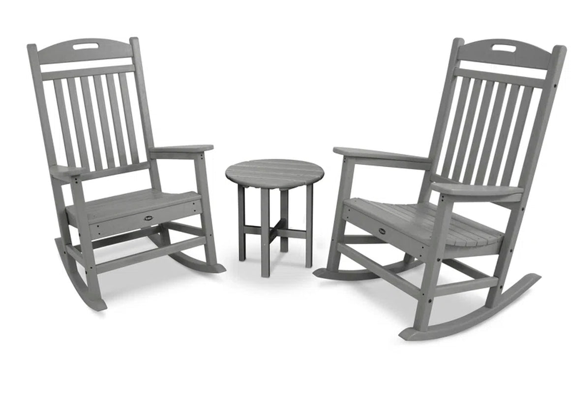 Polywood Yacht Club 3 Piece Rocker Set Weatherproof Table